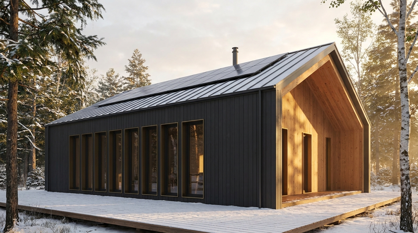 霜の蔵 外観 — AI render based on BIM specs