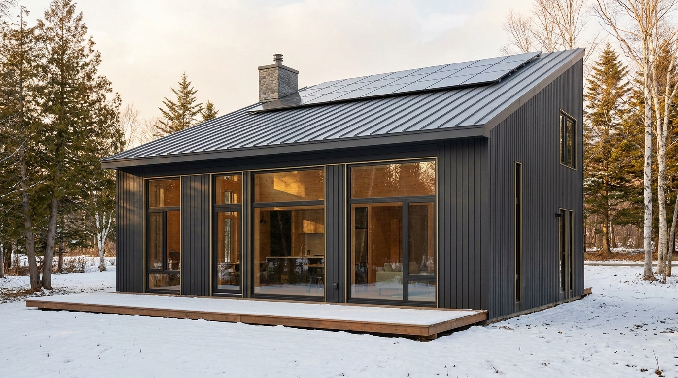 雪の巣 外観 — AI render based on BIM specs