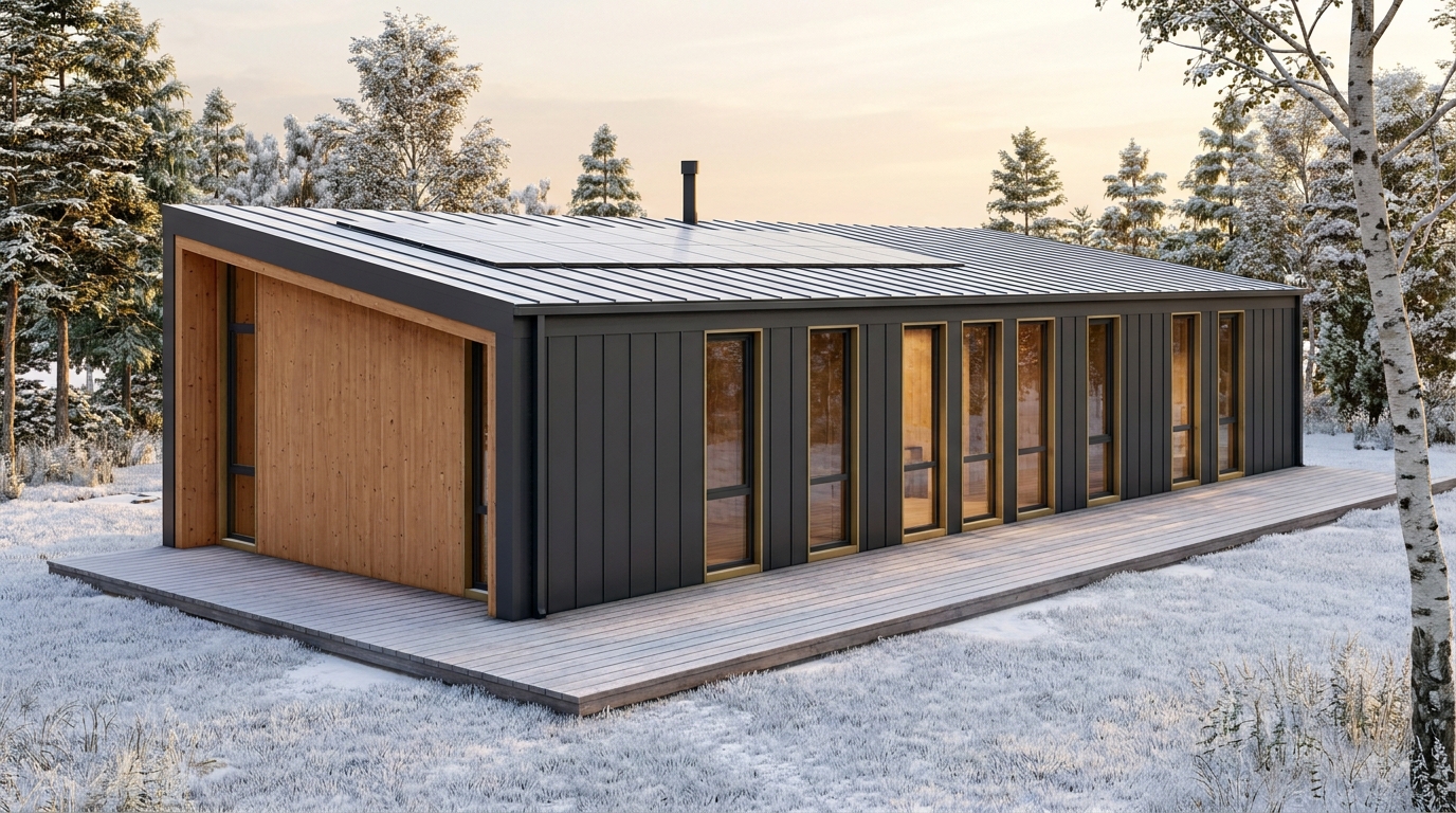風の庵 外観 — AI render based on BIM specs