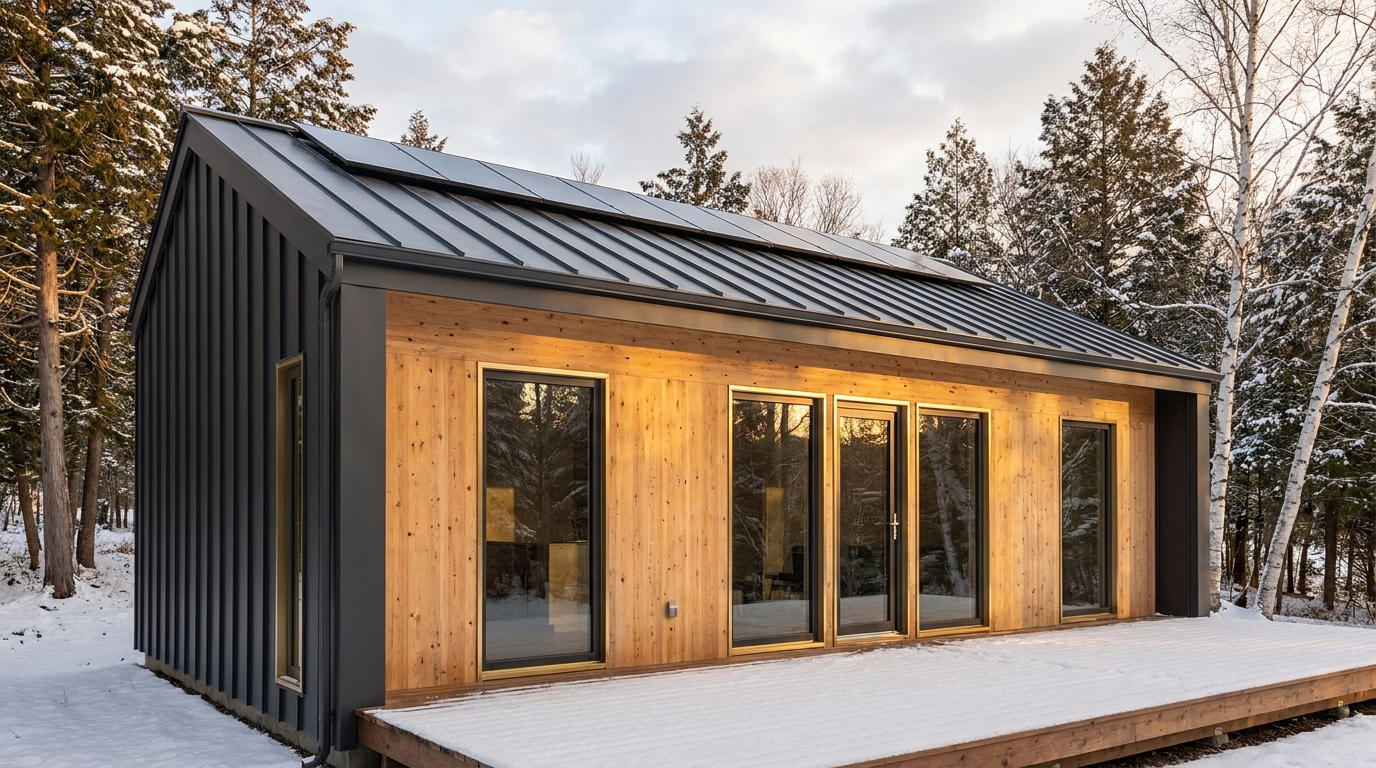 雪の杜 外観 — AI render based on BIM specs