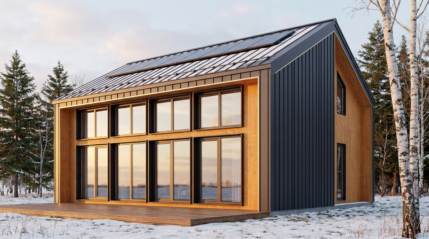 湖の庵 外観 — AI render based on BIM specs