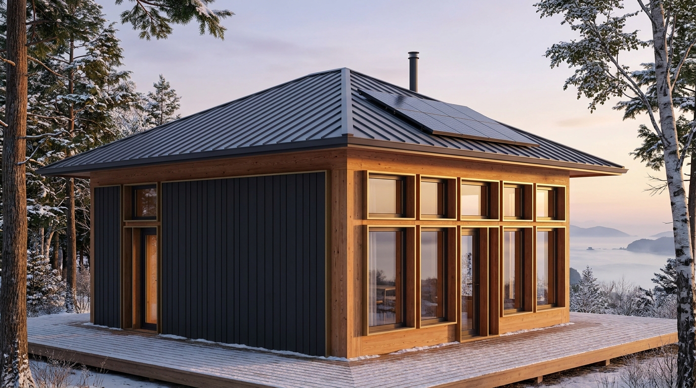陽の巣 外観 — AI render based on BIM specs