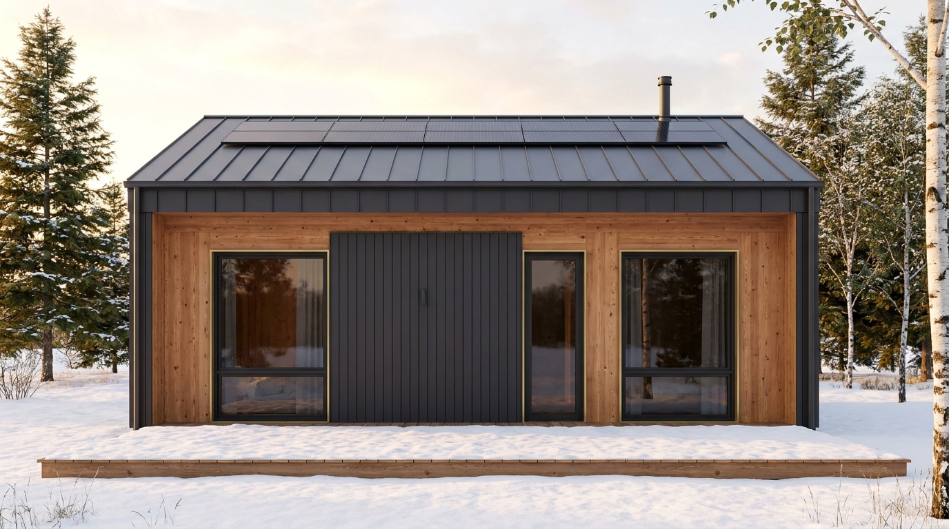 東の庵 外観 — AI render based on BIM specs