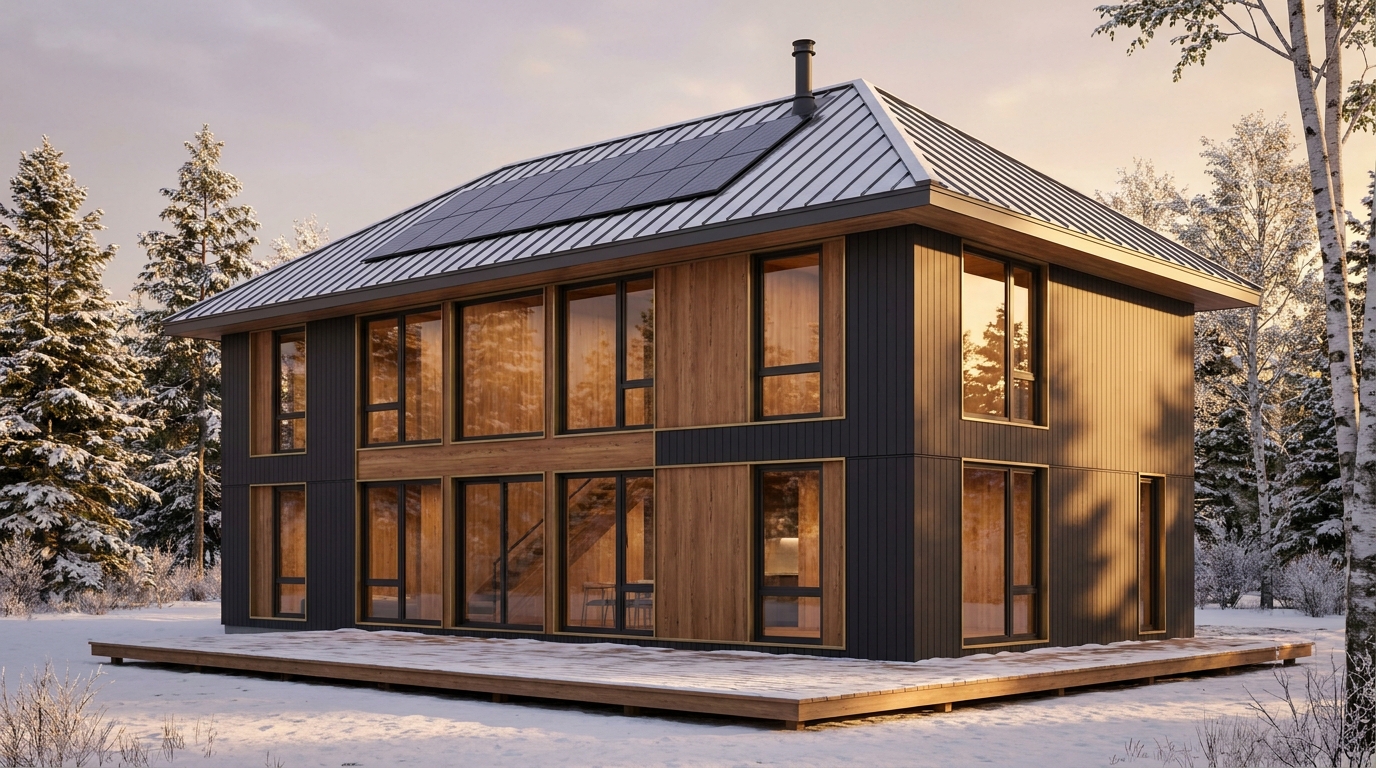 南の小屋 外観 — AI render based on BIM specs