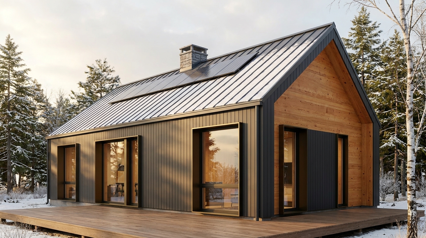 西の庵 外観 — AI render based on BIM specs