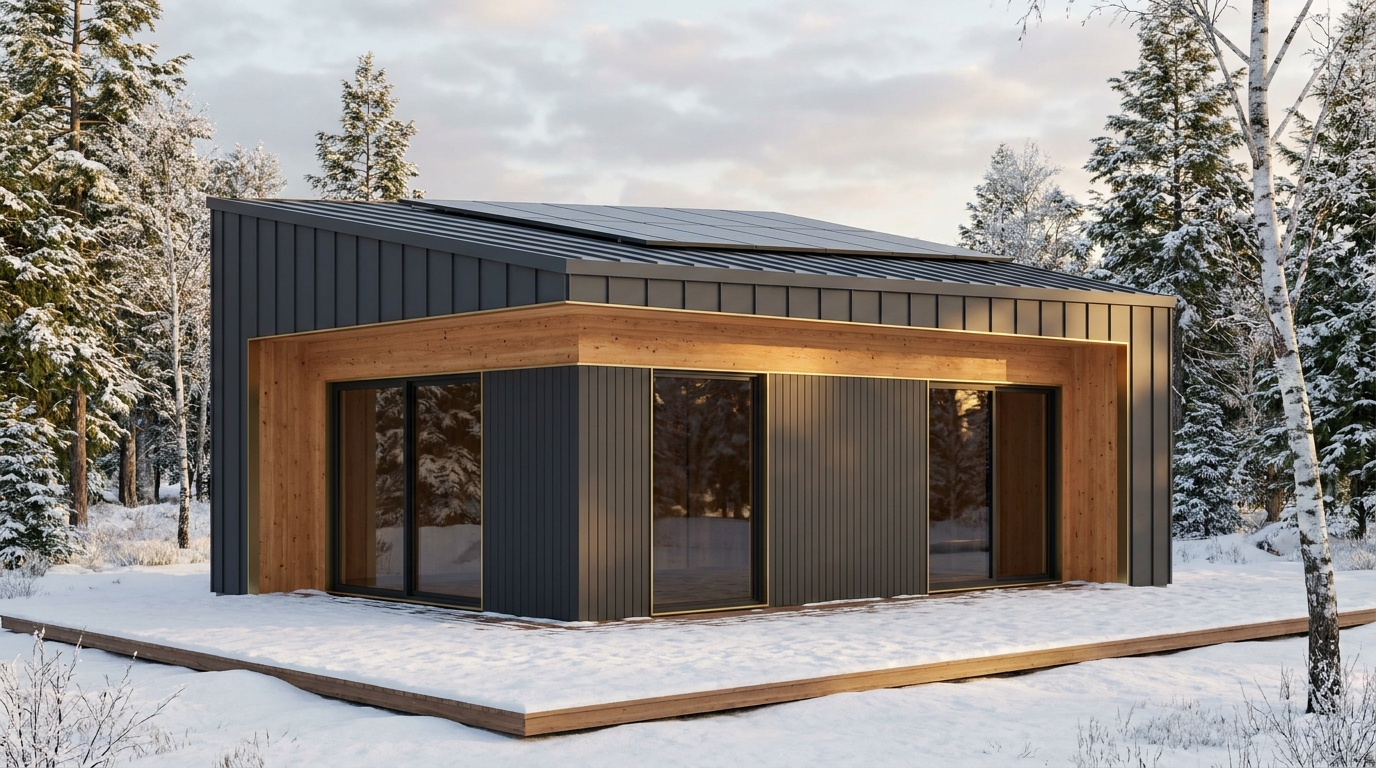 月の小屋 外観 — AI render based on BIM specs