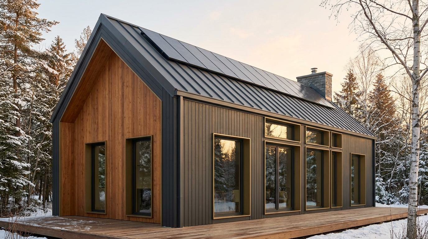 北の里 外観 — AI render based on BIM specs