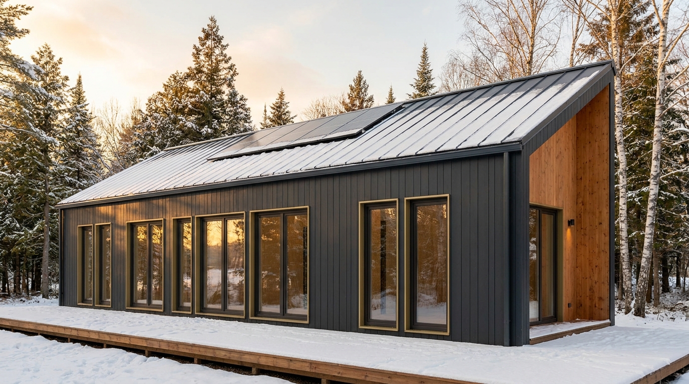 雪の里 外観 — AI render based on BIM specs
