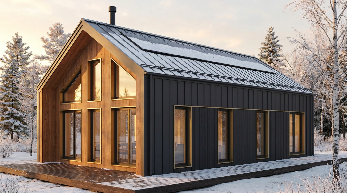 風の小屋 外観 — AI render based on BIM specs