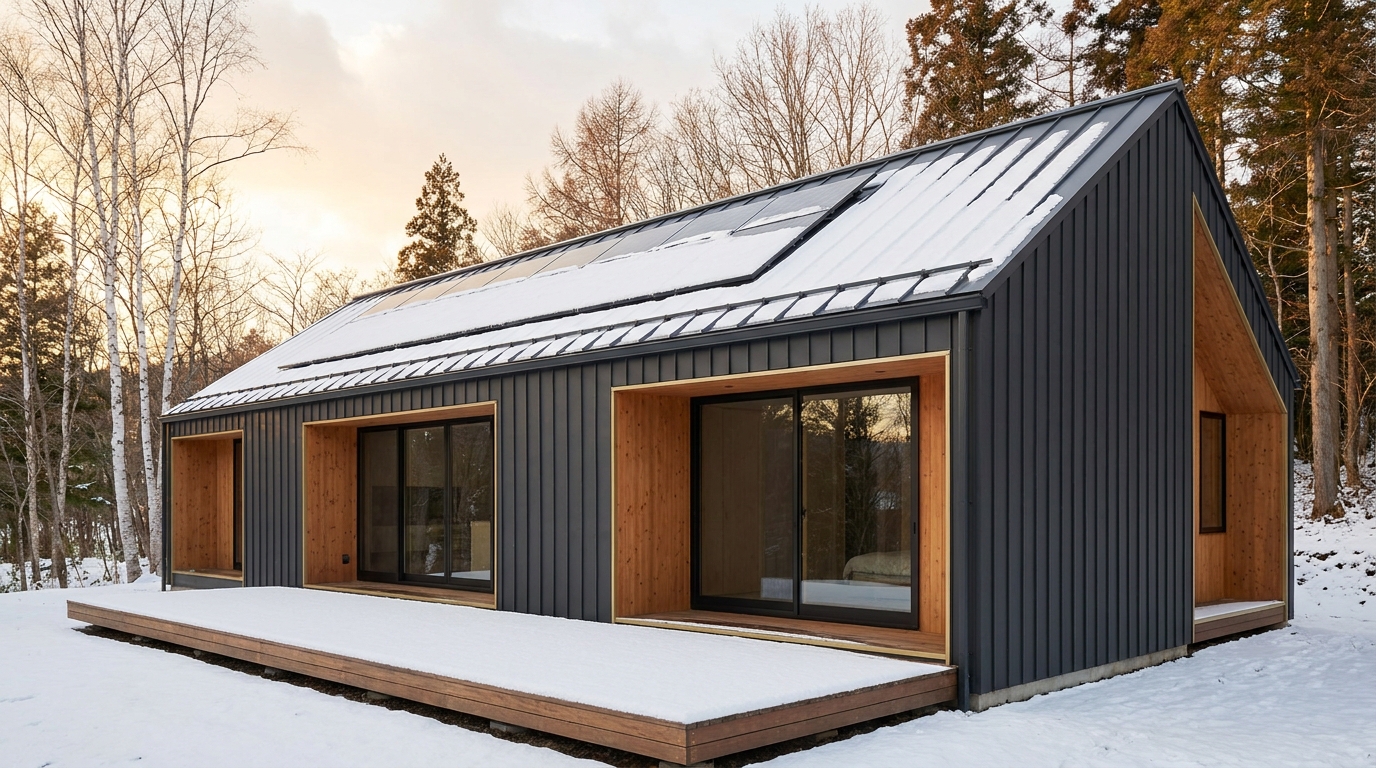 南の小屋 外観 — AI render based on BIM specs