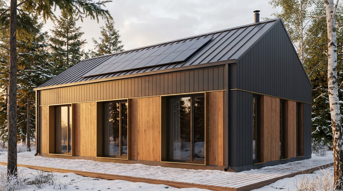 雪の巣 外観 — AI render based on BIM specs