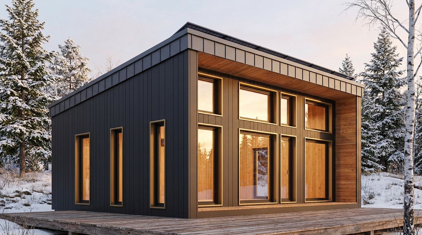 東の家 外観 — AI render based on BIM specs