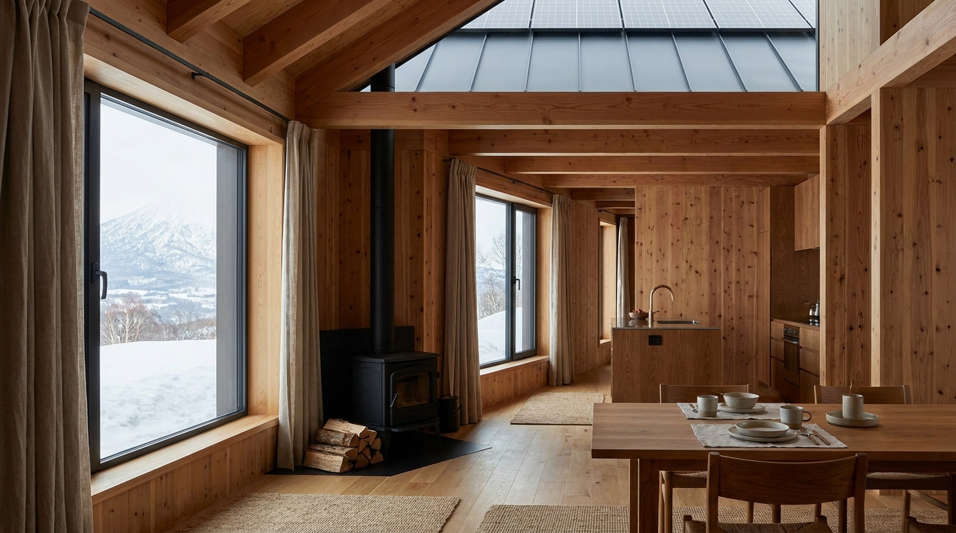 雨の小屋 内観