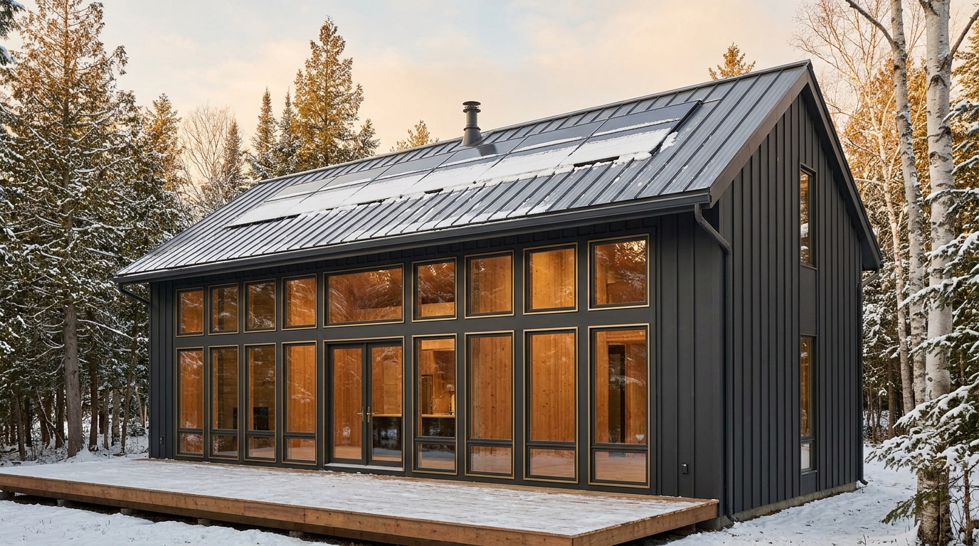 西の小屋 外観 — AI render based on BIM specs