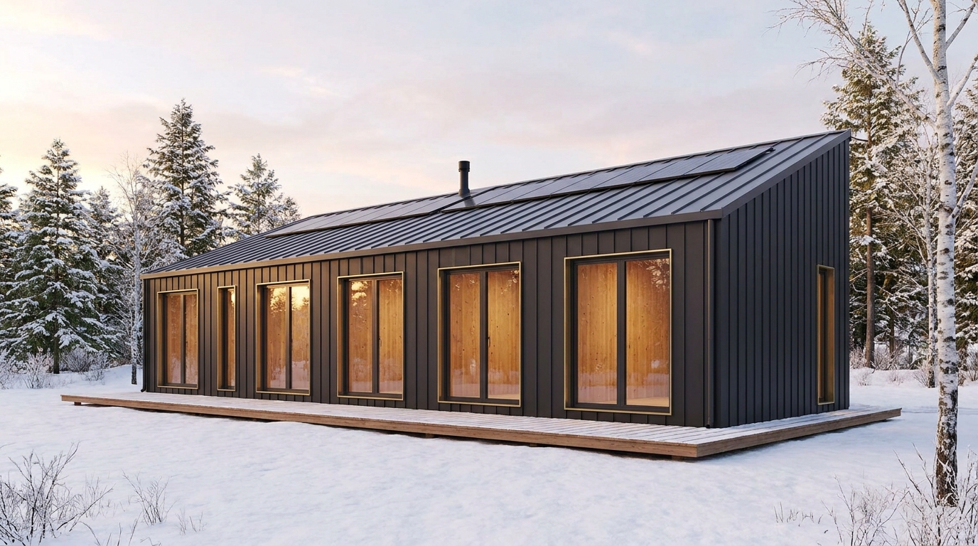 南の庵 外観 — AI render based on BIM specs