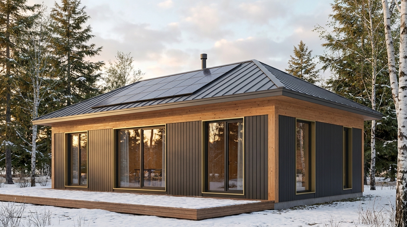 西の小屋 外観 — AI render based on BIM specs