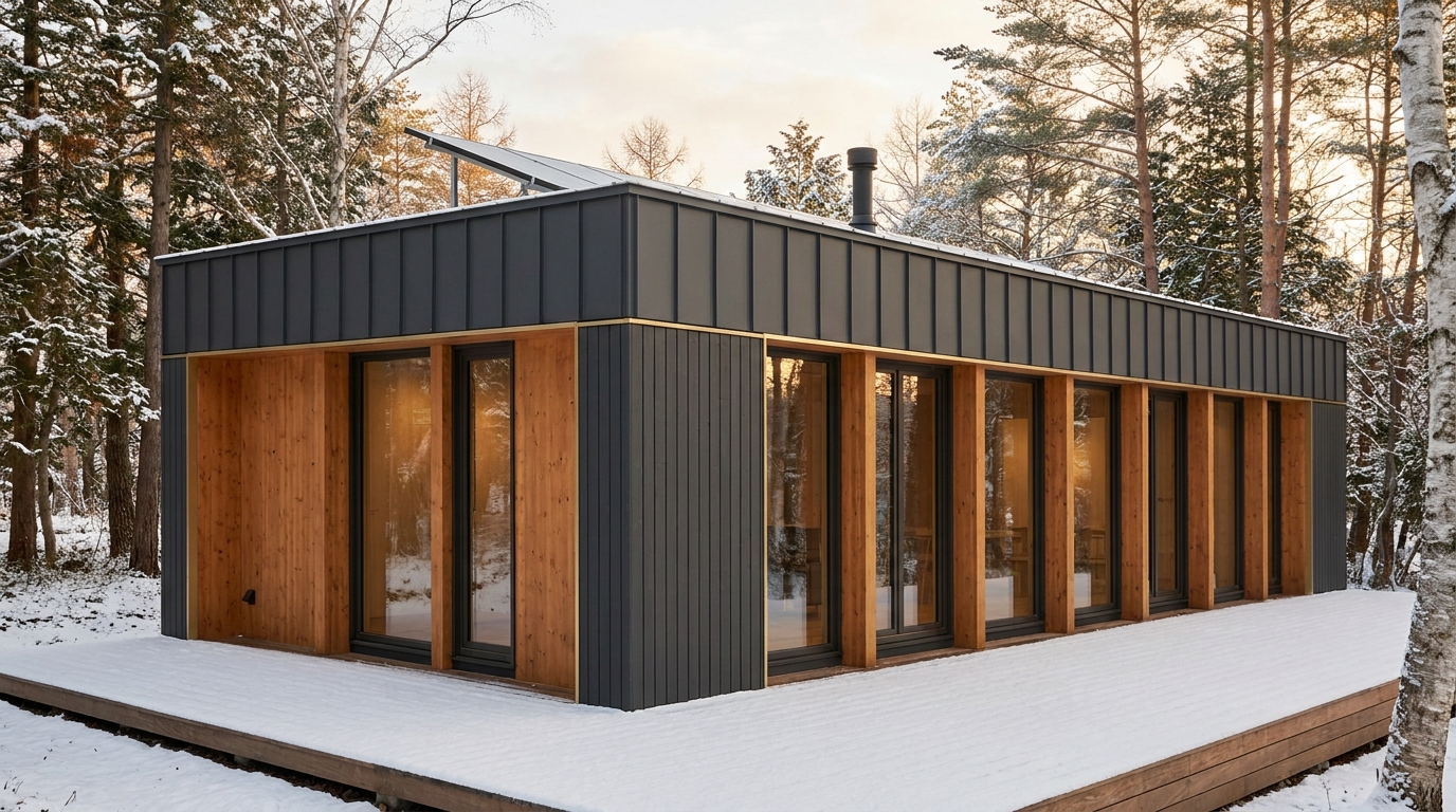 雪の里 外観 — AI render based on BIM specs