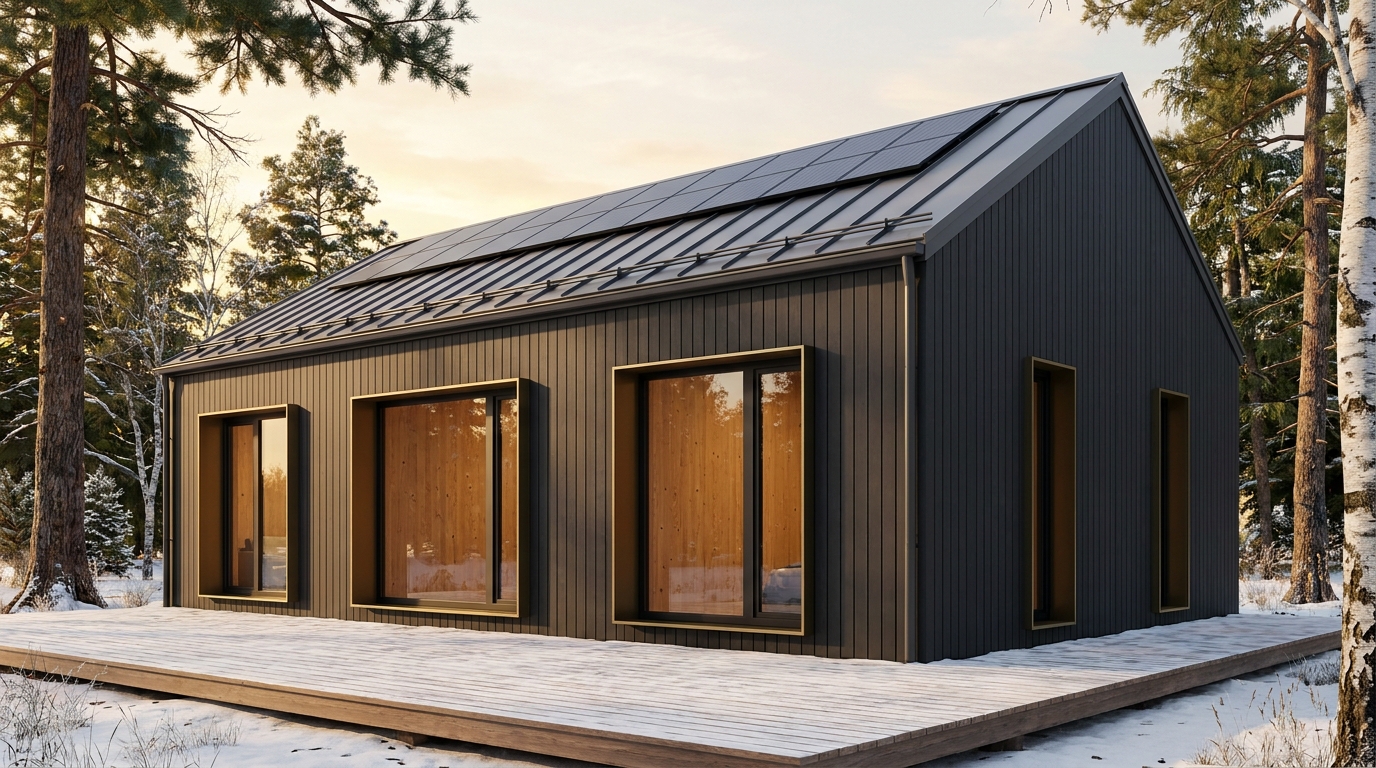 北の蔵 外観 — AI render based on BIM specs
