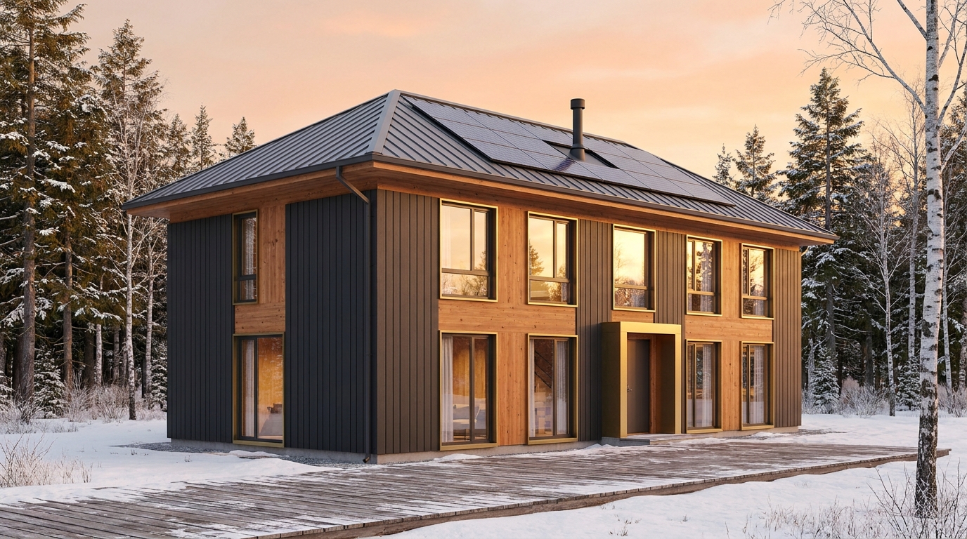 北の小屋 外観 — AI render based on BIM specs