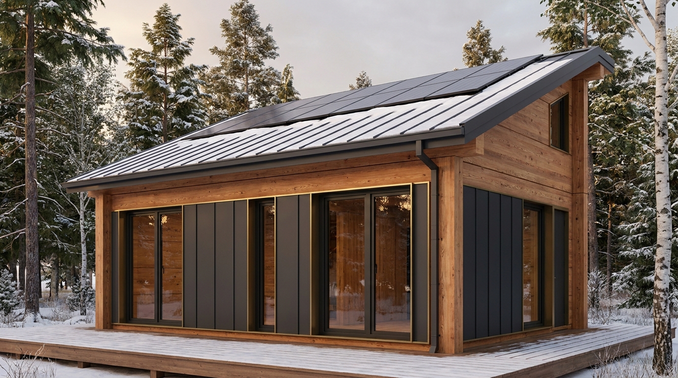 西の小屋 外観 — AI render based on BIM specs