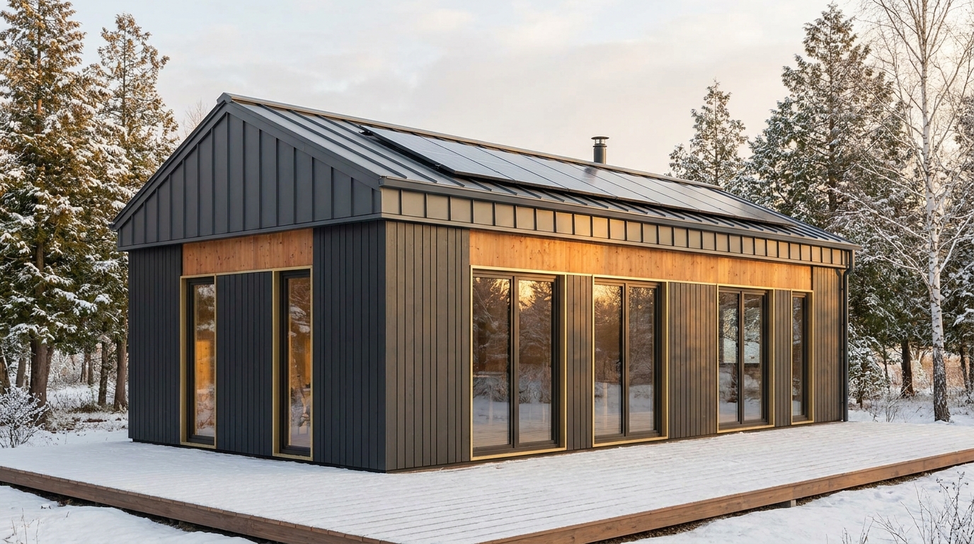 陽の庵 外観 — AI render based on BIM specs
