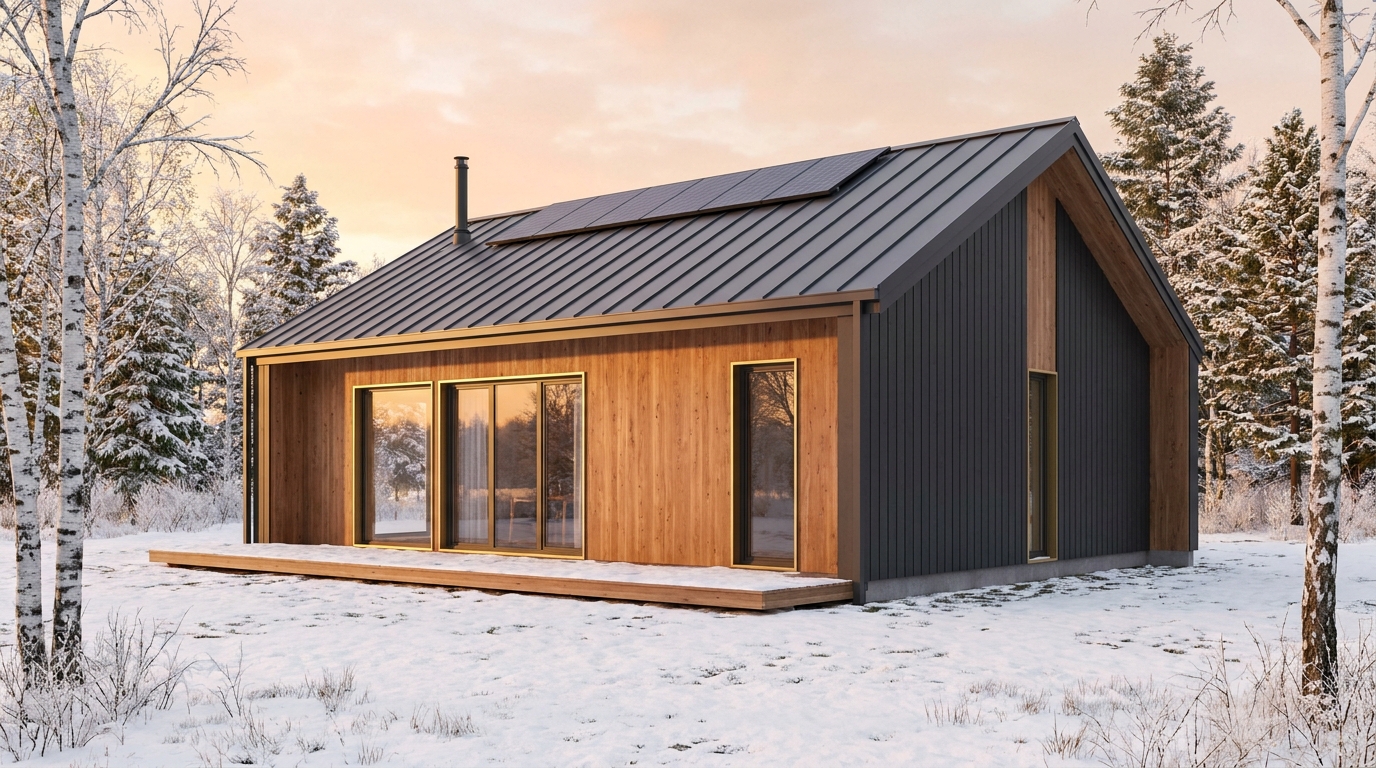西の庵 外観 — AI render based on BIM specs