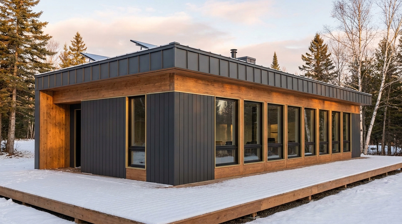 湖の砦 外観 — AI render based on BIM specs