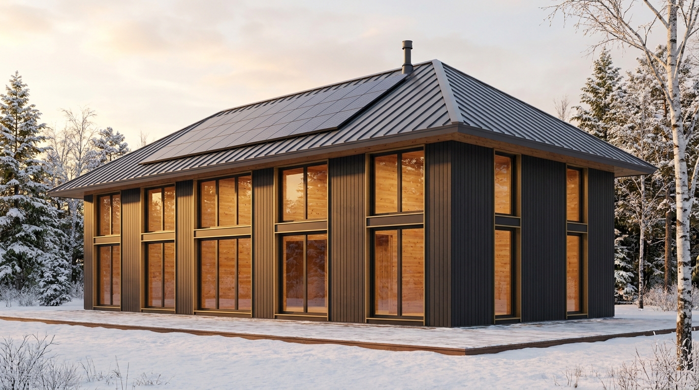 風の巣 外観 — AI render based on BIM specs