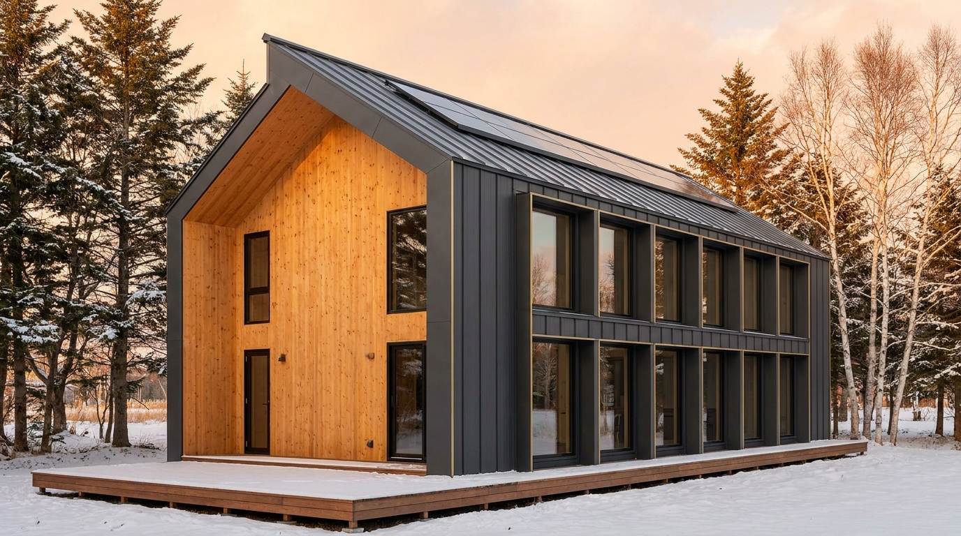 西の砦 外観 — AI render based on BIM specs