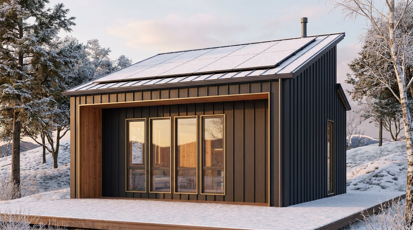 雪の家 外観 — AI render based on BIM specs