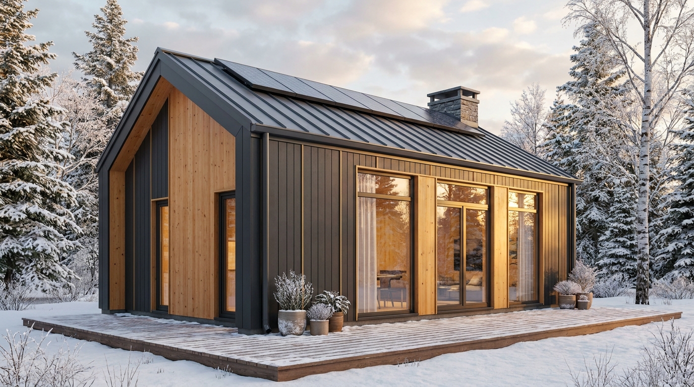 雪の巣 外観 — AI render based on BIM specs