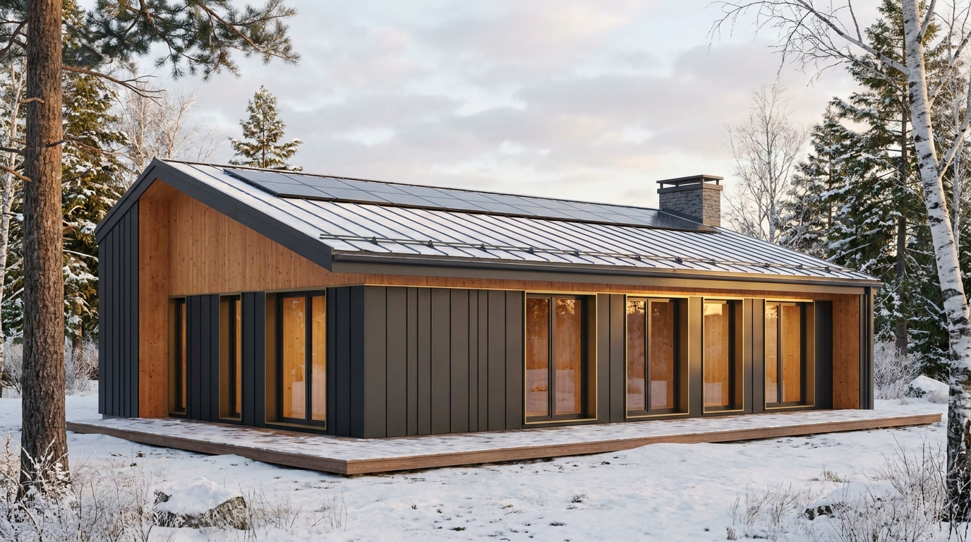 霜の杜 外観 — AI render based on BIM specs