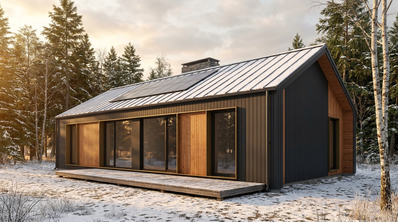 霜の里 外観 — AI render based on BIM specs