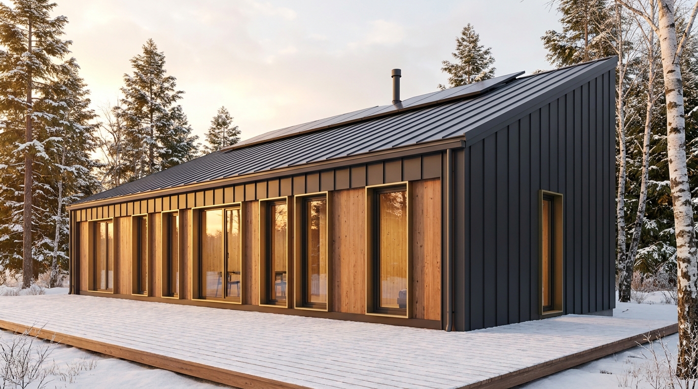 西の庵 外観 — AI render based on BIM specs