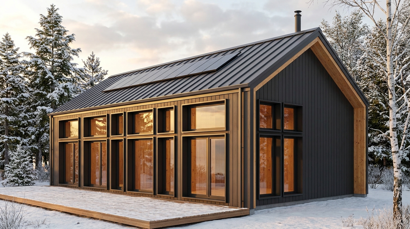 雪の巣 外観 — AI render based on BIM specs
