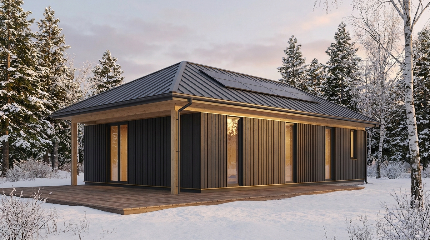 霧の家 外観 — AI render based on BIM specs