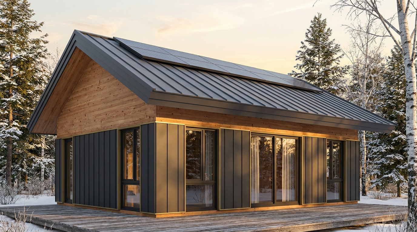 雨の砦 外観 — AI render based on BIM specs