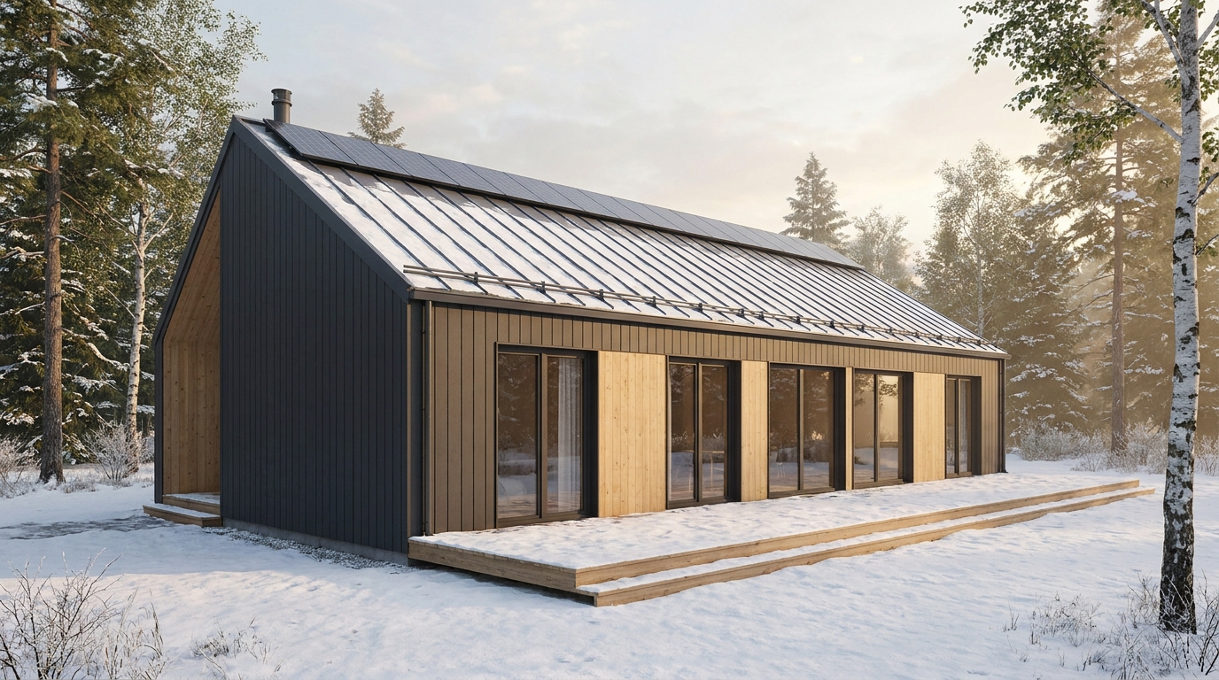 風の巣 外観 — AI render based on BIM specs