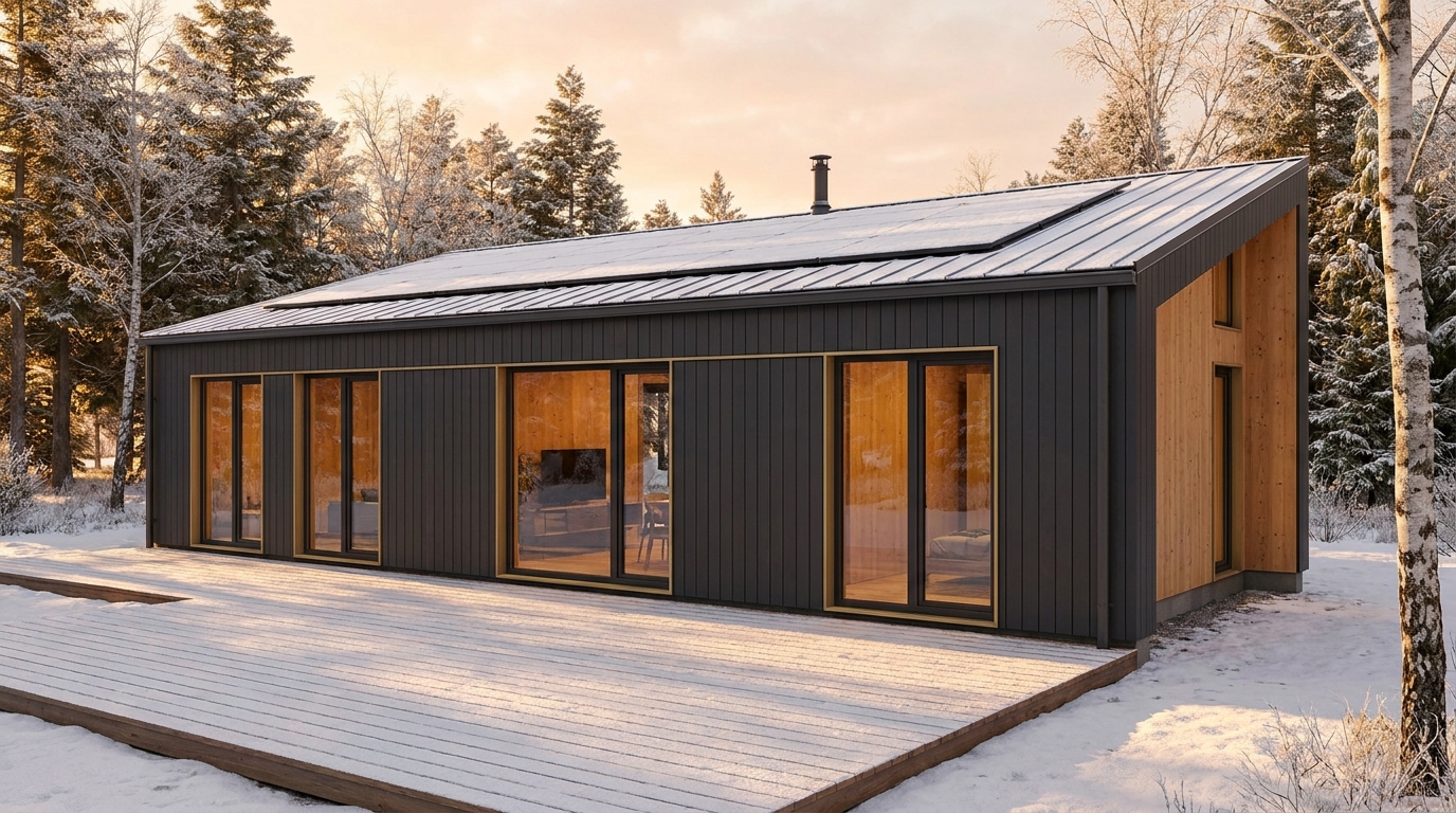 北の里 外観 — AI render based on BIM specs
