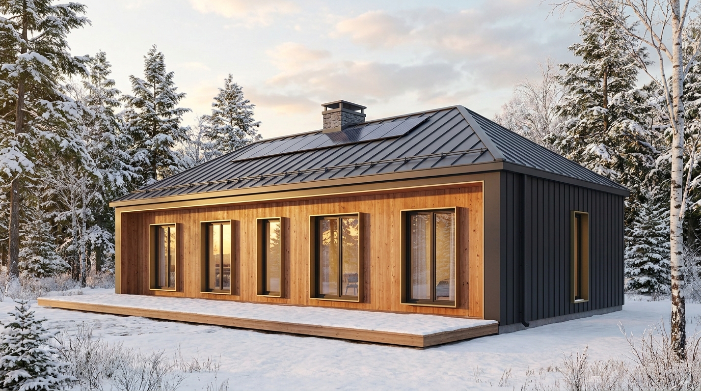 東の家 外観 — AI render based on BIM specs