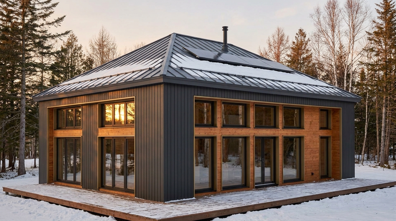北の砦 外観 — AI render based on BIM specs