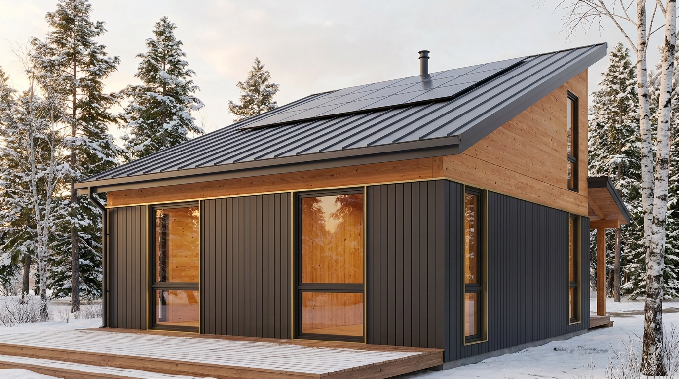 湖の蔵 外観 — AI render based on BIM specs