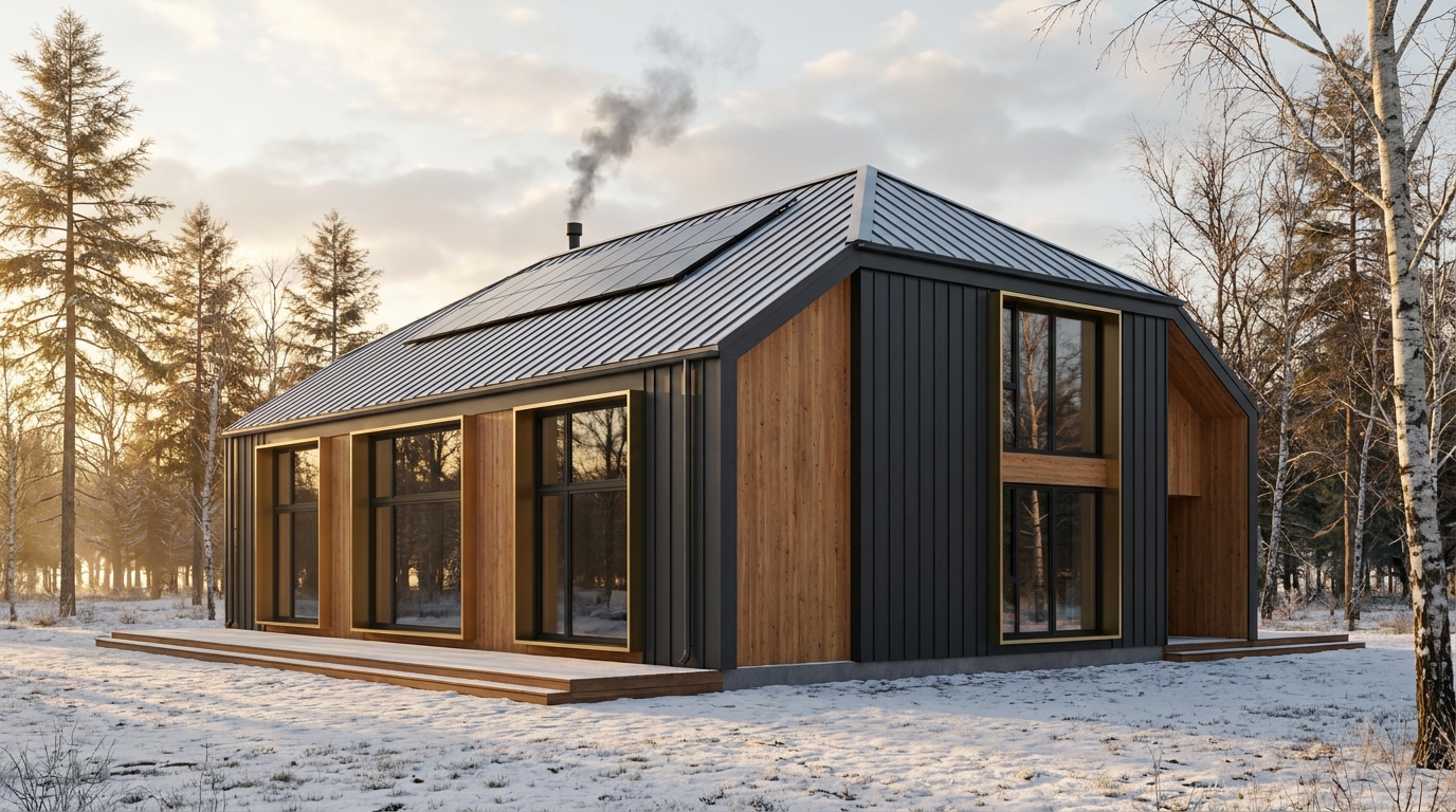 北の蔵 外観 — AI render based on BIM specs