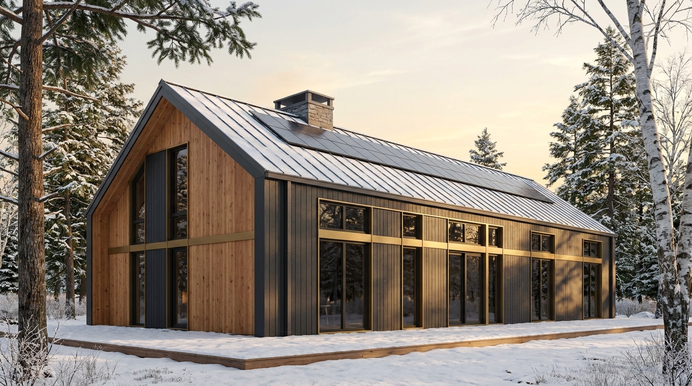 湖の砦 外観 — AI render based on BIM specs