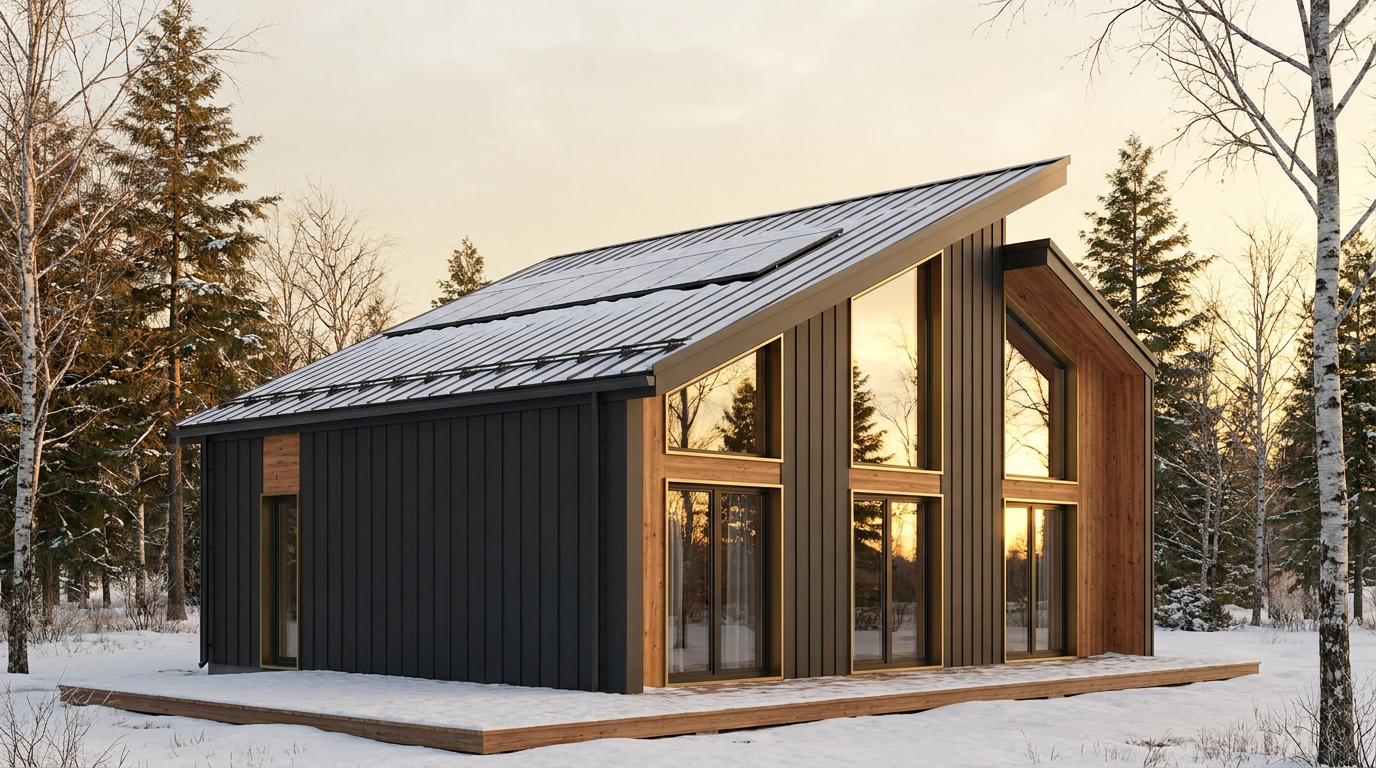西の巣 外観 — AI render based on BIM specs