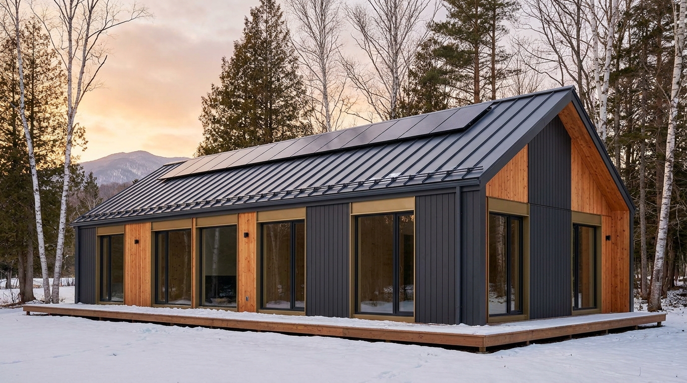 風の小屋 外観 — AI render based on BIM specs