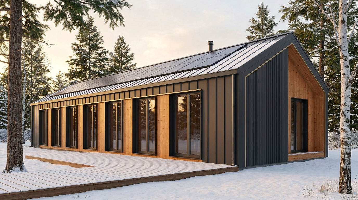 雪の巣 外観 — AI render based on BIM specs