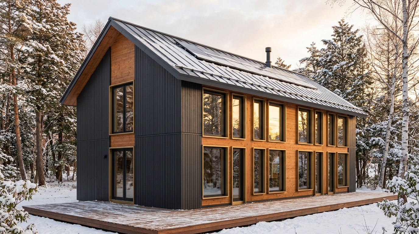 北の蔵 外観 — AI render based on BIM specs