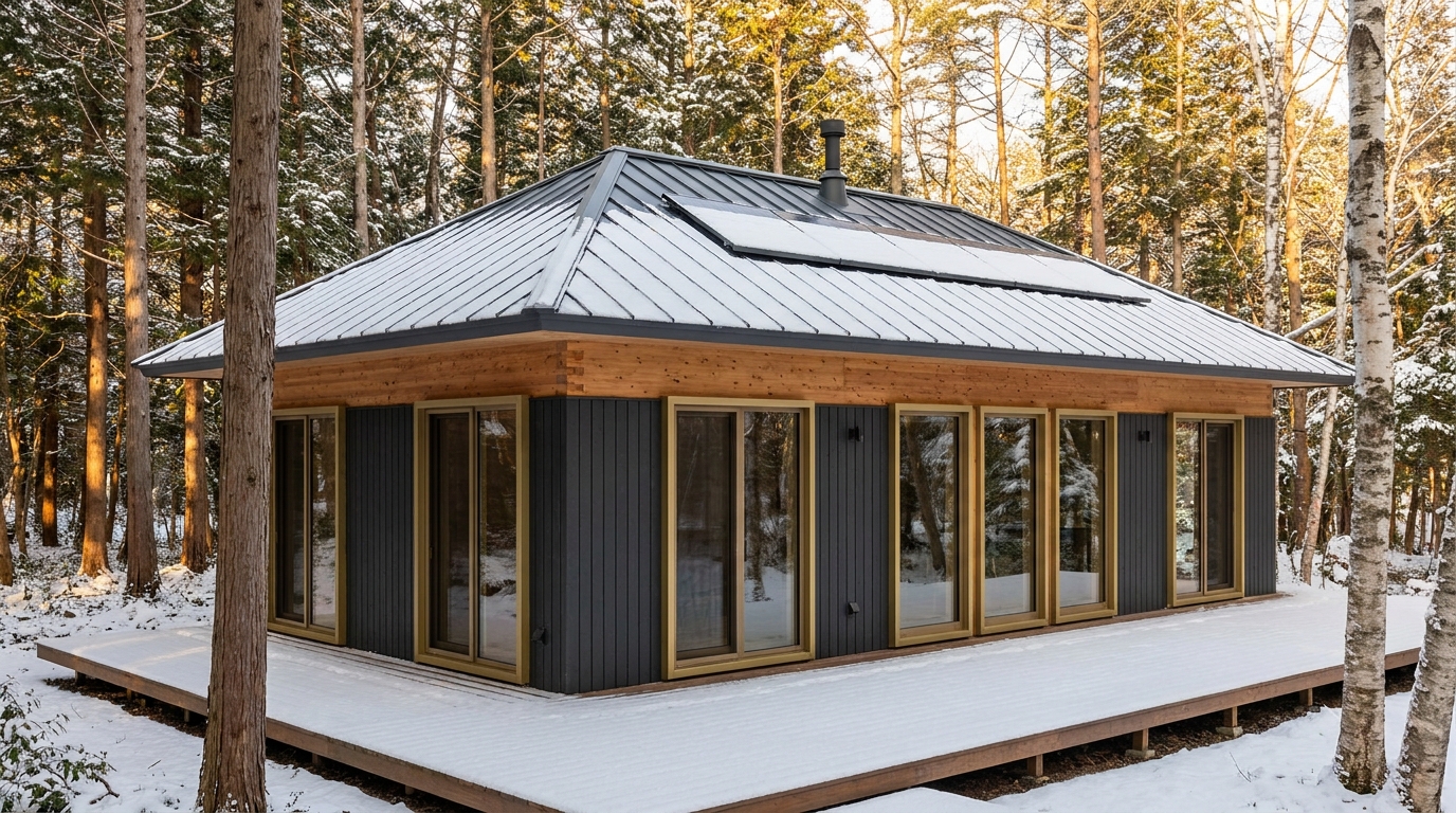 月の小屋 外観 — AI render based on BIM specs