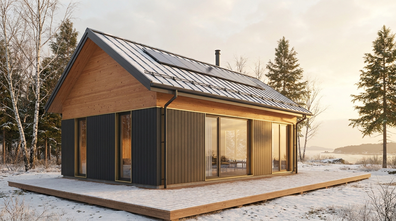 北の家 外観 — AI render based on BIM specs